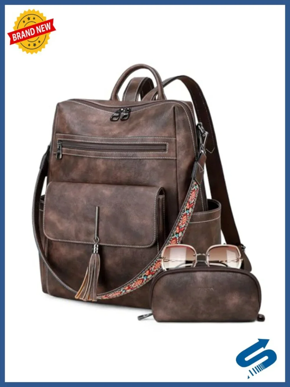 PU Leather Backpack Purse Tassel Designer Ladies Shoulder Bag Large Casual
